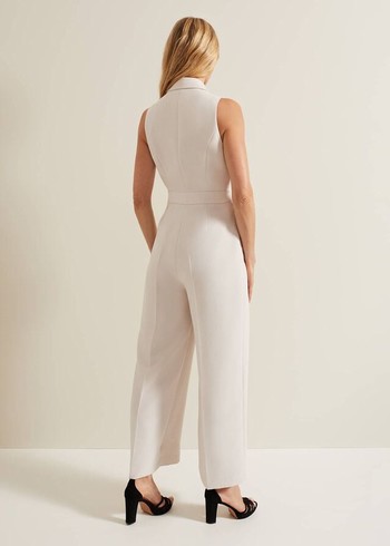 Phase Eight Clarissa Tux Wide Leg Jumpsuit White Australia | TD8340712